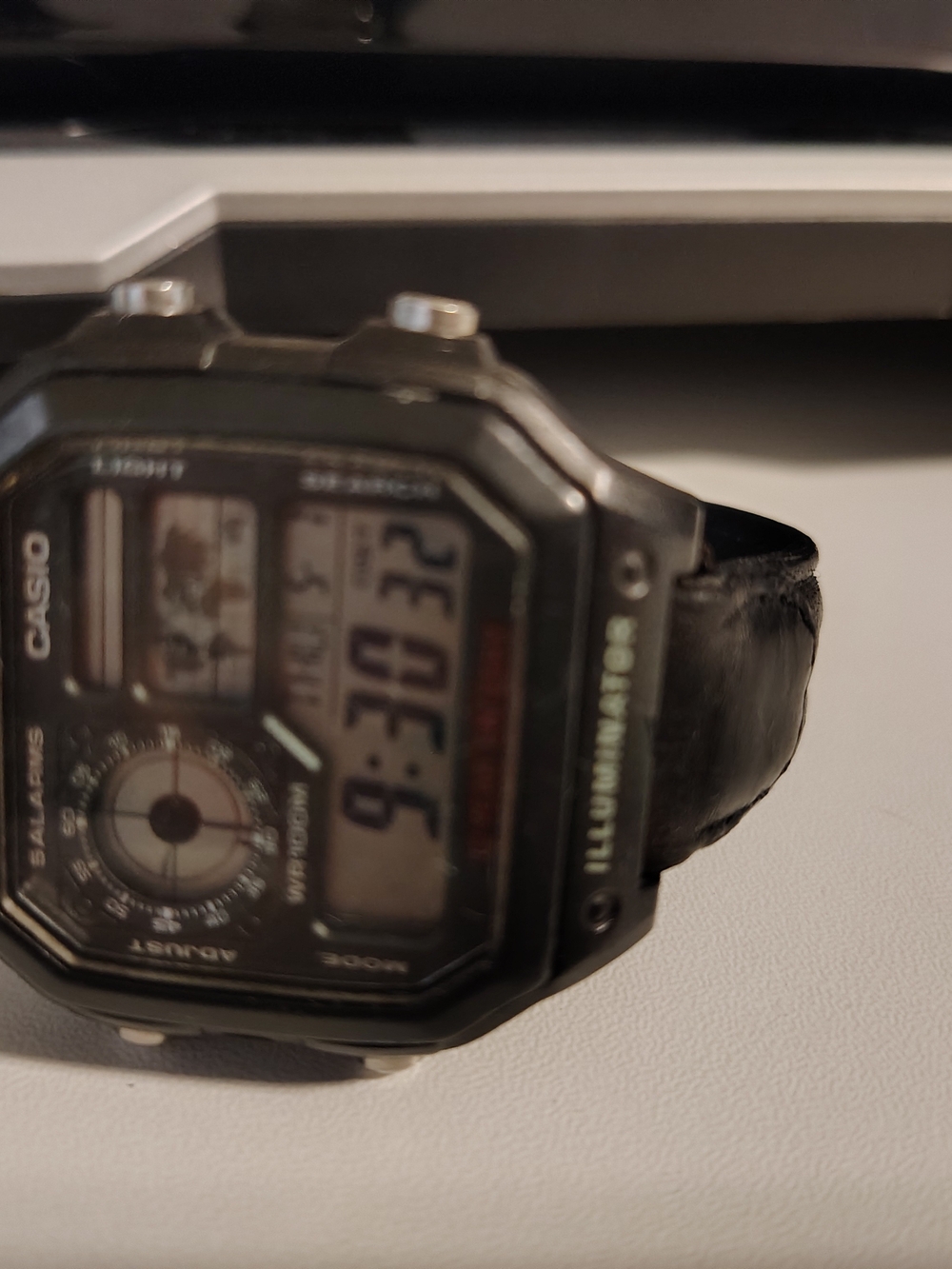 Casio Black Digital Sport Watch with Leather Strap